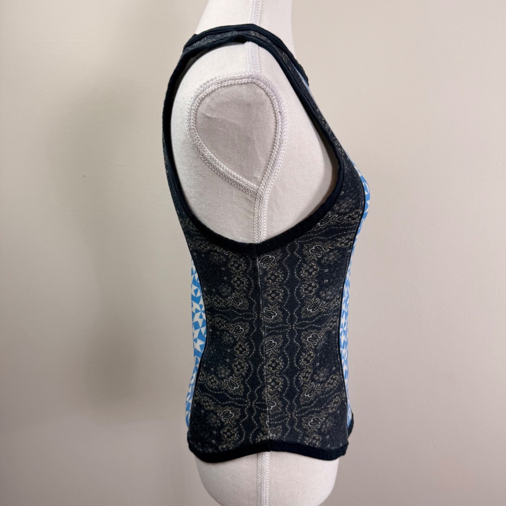 Free People We The Free Too Hot To Handle Tank Top Blue Geometric Paisley Medium - Picture 3 of 7